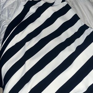 Ann Taylor Black and White Striped Midi Skirt